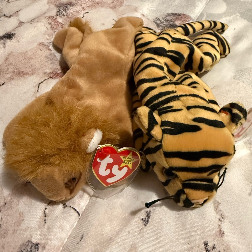 Ty Beanie Baby "Stripes" and “Roary”